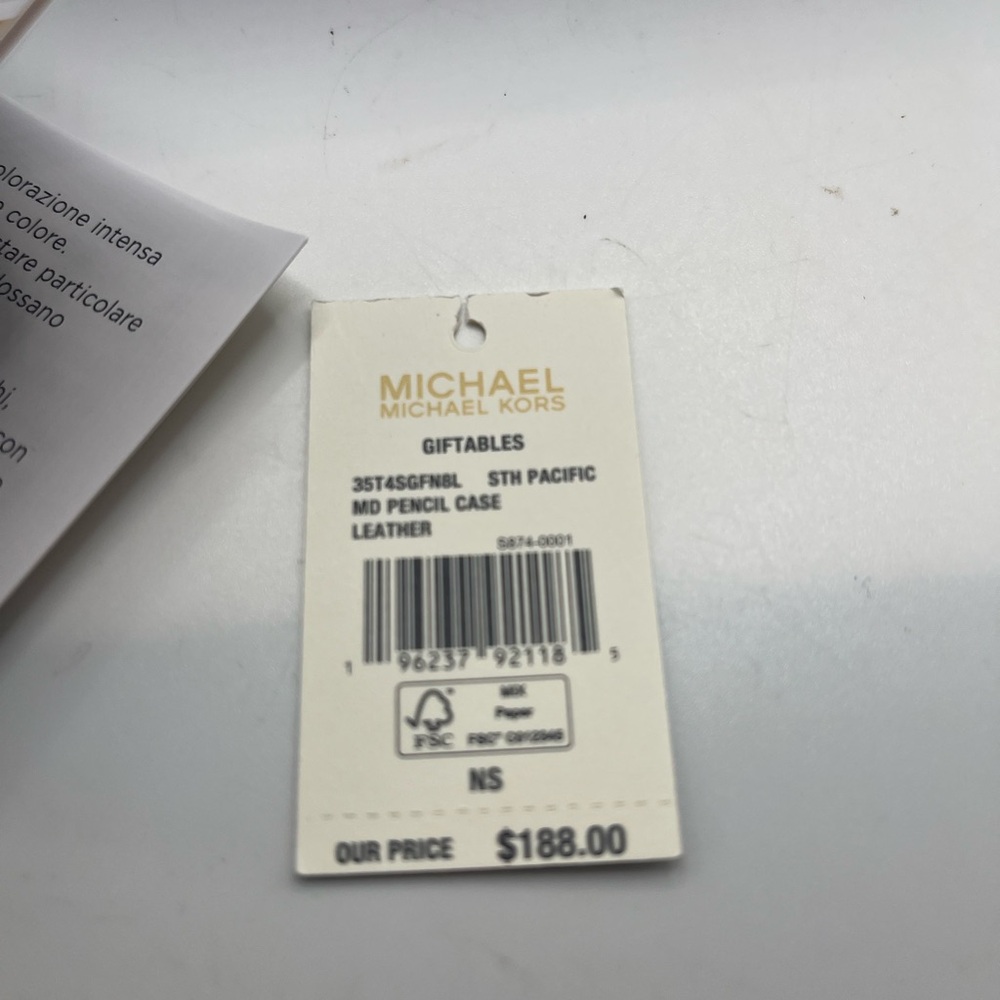 NEW MICHAEL KORS GIFTABLES SOUTH PACIFIC BLUE MEDIUM LEATHER MAKEUP/ PENCIL CASE - Picture 5 of 8